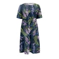 thumbnail image 4 of DPTALR Women Summer Printing Causal Round Neck Short Sleeve Vacation Pockets Dress, 4 of 5