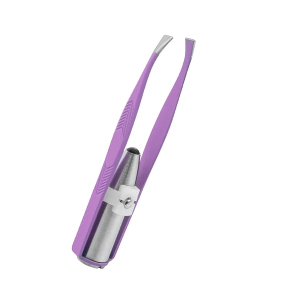 Aursykel LED Lighted Tweezers for Eyebrow Removal Stainless Steel Precision Hair Plucker with Grip Convenient Travel Size Best for Ingrown Hair Face Hair Shaving Beauty Tools
