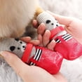 thumbnail image 2 of Red Medium Dog Rain Boots With Knit Cuff And Rubber Sole, Anti-Slip Waterproof Shoes For Small Breeds, 4-Pack, 2 of 8