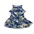 thumbnail image 4 of Women One Piece Modest Swim Dress Halter Neck Floral Leaf Leopard Print Open Back Ruched Swimsuits, 4 of 6