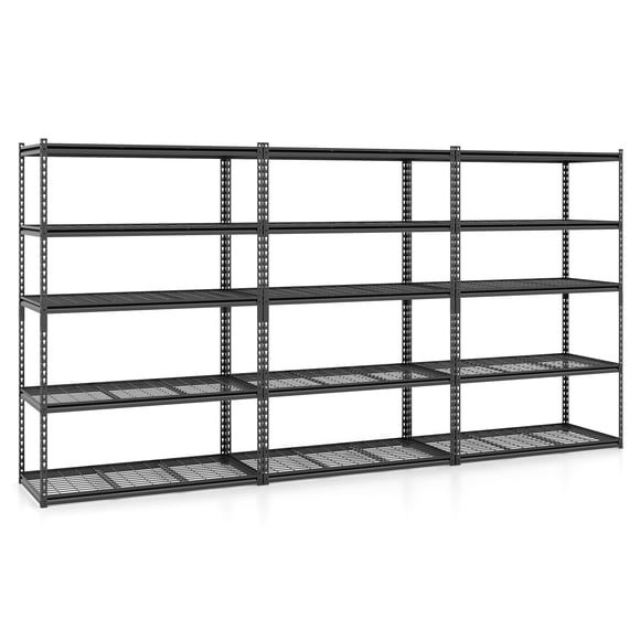 Costway 3 PCS 5-Tier Heavy-Duty Utility Shelf with Adjustable Wire Racks, 2000 lbs Capacity