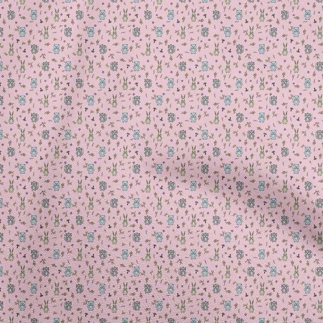 oneOone Velvet Light Pink Fabric Animal Craft Projects Decor Fabric Printed By The Yard 58 Inch Wide