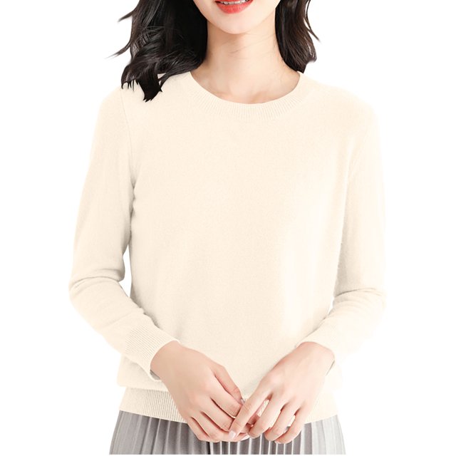Yuyuzo Long Sleeve Shirts for Women Crewneck Ribbed Knit Sweater Tops Solid Color Loose Pullover