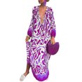 thumbnail image 1 of Innerwin Robe Boutonnée Femme Robes Maxi Automne Manches Longues Ample Violet G, 1 of 2