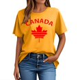 thumbnail image 3 of Pisexur Hauts pour Femmes, Hauts d'Été pour Femmes, Nouveau Pull à Manches Courtes Col Rond Décontracté Imprimé Jaune,S, 3 of 5