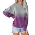 thumbnail image 1 of Chemises à Manches Longues pour Femmes Automne Hiver Col Rond Tempérament Manches Raglan Décontractées T-shirt Dégradé Couleur Haut Ample Décontracté Blouses Grande Taille pour Femmes en Liquidation, 1 of 4