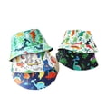 thumbnail image 4 of Kids  Cartoon Sun Protection Hat Wide Brim Dinosaur Print Baby Bucket Hats Cap, 4 of 5