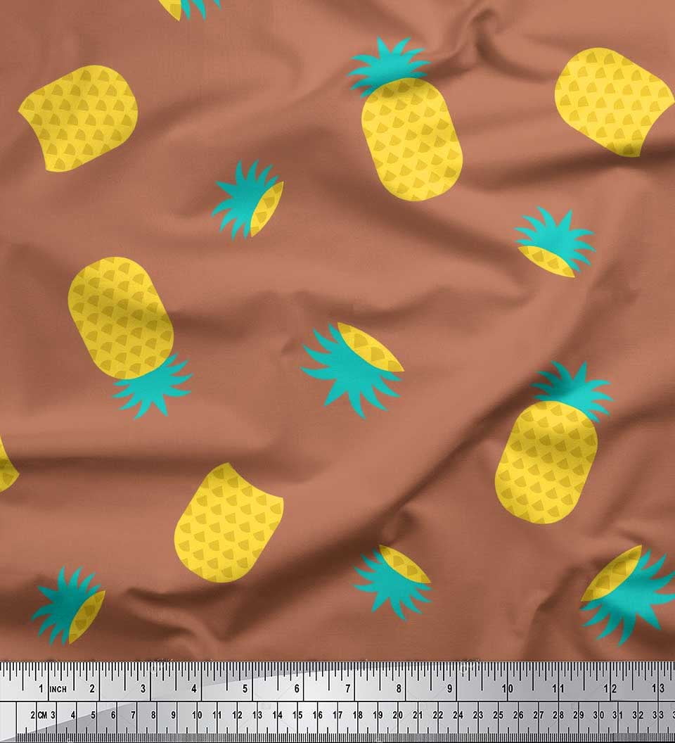 Soimoi Tissu de Popeline de Coton Imprimé de Fruits de Pin par la Cour 56 Pouces de Large