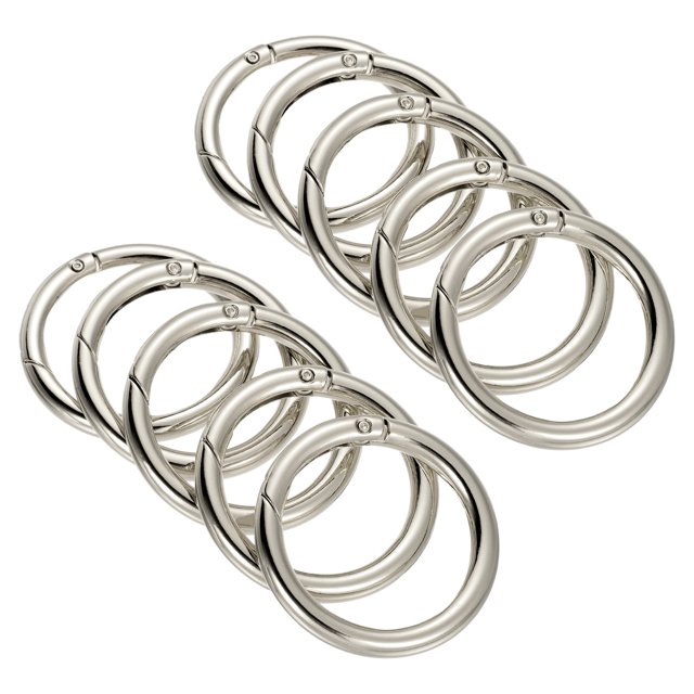 Unique Bargains 51x39x6mm Round Zinc Alloy Spring Gate O Ring Snap Clip Buckle, Silver Tone 10 Pack