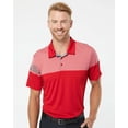 thumbnail image 1 of Adidas Polo Colorblock Chiné 3 Bandes pour Hommes, 2TG, Rouge Puissance, 1 of 1