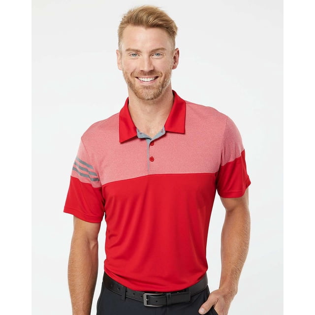 Adidas Polo Colorblock Chiné 3 Bandes pour Hommes, 2TG, Rouge Puissance