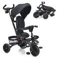 thumbnail image 1 of Babyjoy 7-In-1 Kids Stroller Tricycle Foldable Learning Toy Bike w/ Canopy Black, 1 of 10