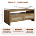 thumbnail image 2 of BeesClover 40” Boho Coffee Table with Storage,Modern Rattan Console Table with Drawers and Open Shelf, 2 Tiers Wooden Center Coffee Table for Living Room/Apartment/Farmhouse/Bedroom/Small Place(Oak), 2 of 9