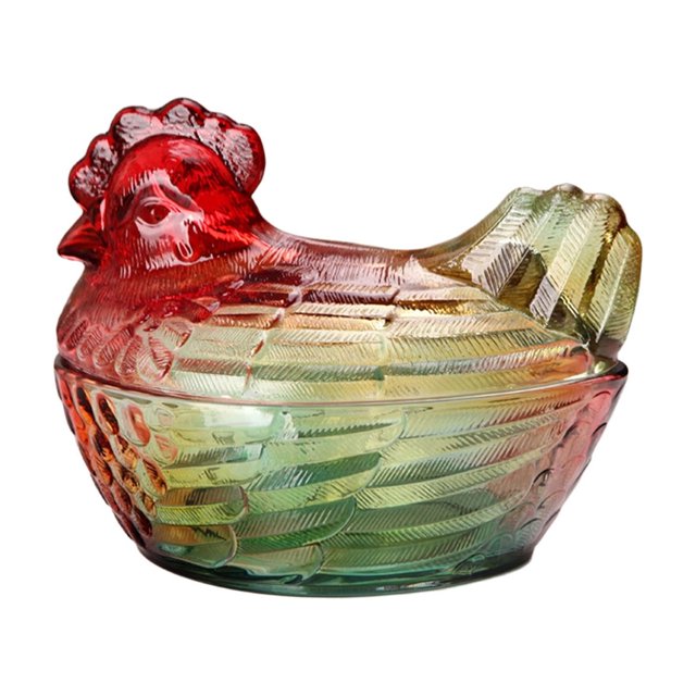 Glass Candy Jar Red Rooster Shape Large with Airtight Lid for Home