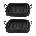 thumbnail image 1 of Fryer Liner, No BAP Rectangular Handle Silicone Fryer Basket 2 Pcs  For Cooking Black,Brown, 1 of 8