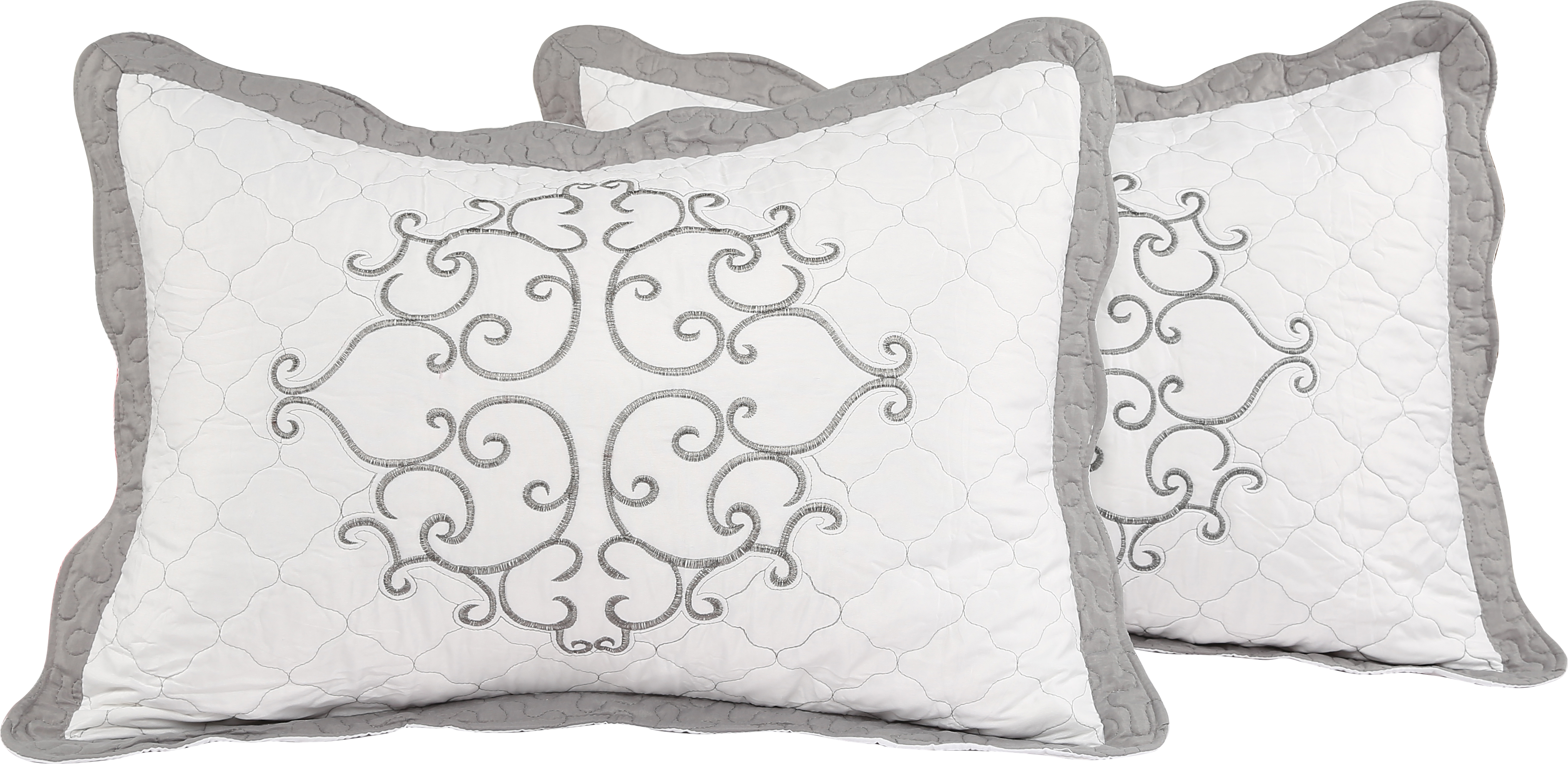 Couvre-lit brodé Marina Decoration, couvre-lit ultra doux et uni, parure de lit d'été avec taie d'oreiller matelassée, motif mandala argenté