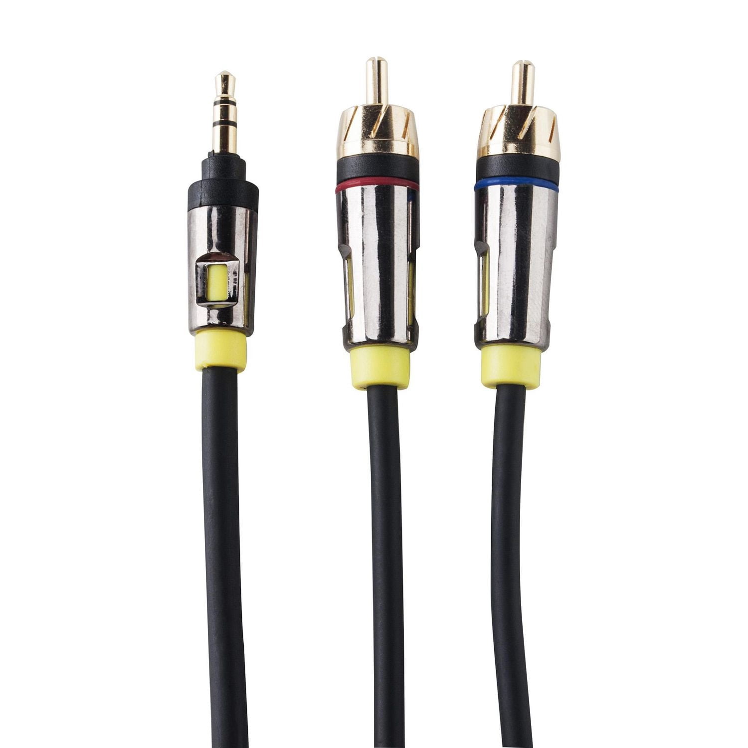 Câble audio 3,5 mm vers 2 RCA mâles avec contacts en or de 1,8 m (6 pi) onn.
