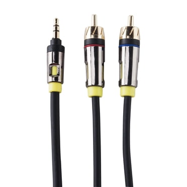 Câble audio 3,5 mm vers 2 RCA mâles avec contacts en or de 1,8 m (6 pi) onn.