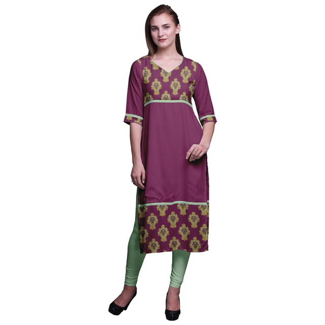 Bimba Kurtis Droits à Panneaux pour Femmes Robe Kurti Longue Haut Indien Imprimé