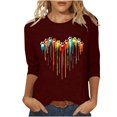 thumbnail image 1 of PEZHADA Blouses pour Femmes Manches 3/4 Mode Féminine Manches Trois-Quarts Col Rond Rétro Imprimé Hauts Amples Blouse Manches Trois-Quarts, 1 of 9