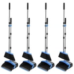 Broom and Dustpan Set, 52-in Long Adjustable Handle Broom Dustpan Combo with Dust pan Teeth to Automatically Clean Hair Suitable for Home Kitchen Off