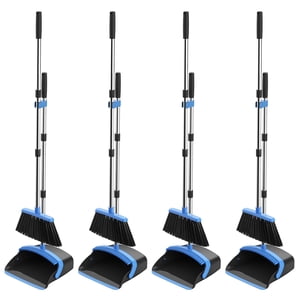 Jeu de balais et de distillateurs, 52-in Poignée réglable longue Dustpan Combo avec dents de poêle à poussière pour nettoyer automatiquement les cheveux Adapté pour la cuisine à la maison