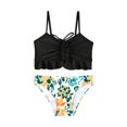 thumbnail image 3 of IROINID Girls Swimsuit 2 PC Bikini Set Ruffle Bathing Suits Flounced Swimwear 5-13 Years Black 5Y, 3 of 7