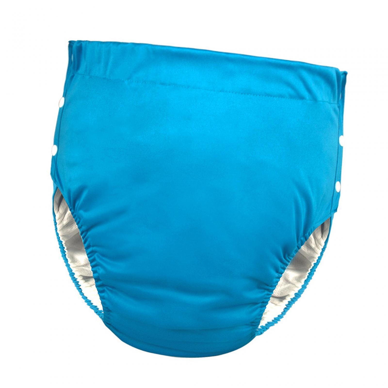 Reusable Adults Cloth Diapers Wraps for Elderly Women Men Incontinence Pants blue
