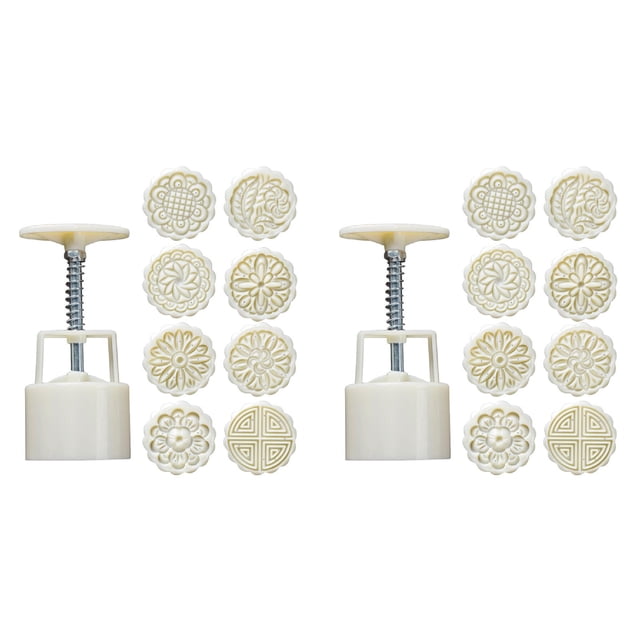 Traditional Square Flower DIY Powerful Festival Baking Tool for Mid-Autumn Party, One Size, White 2Packs