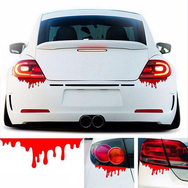YIMWNYI Halloween Red Killing Tail Lamp Dropping Car Decal, Car Headlight Modification Sticker, Reflective Scratch Cover, Terror Theme Decoration for Halloween, Easy Installation, PVC Material