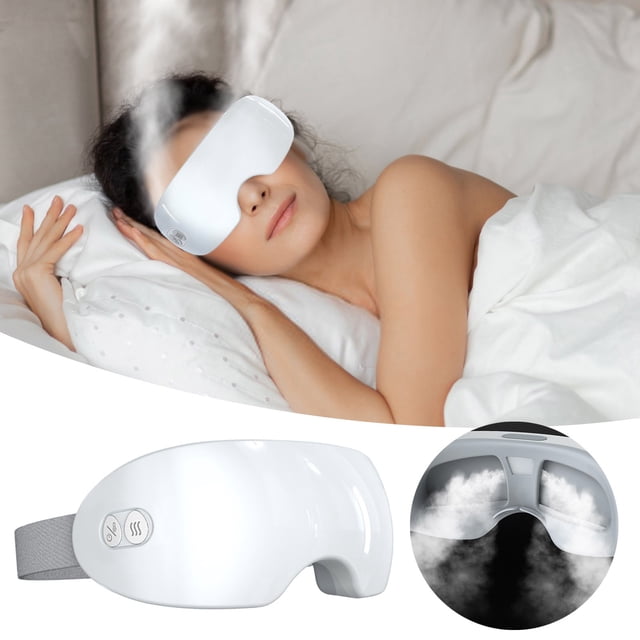 Eyerelis Official Eyerelis Steam Eye avec Fonctionnalité Intelligente Ajustable Hot & Cold, Conçu pour les Cernes, les Poches et les Yeux Secs. l'Image Montre un Masque pour les Yeux Blanc Élégant Émettant de la Vapeur, Porté par une Personne Allongée sur un Lit pour la Détente. des Vues Gros Plan Supplémentaires Mettent en Valeur la Technologie Steam, les Bienfaits d'Hydratation et un design Ergonomique avec Contrôle de la Température Intégré. Idéal pour le Soin des Yeux et la Détente.
