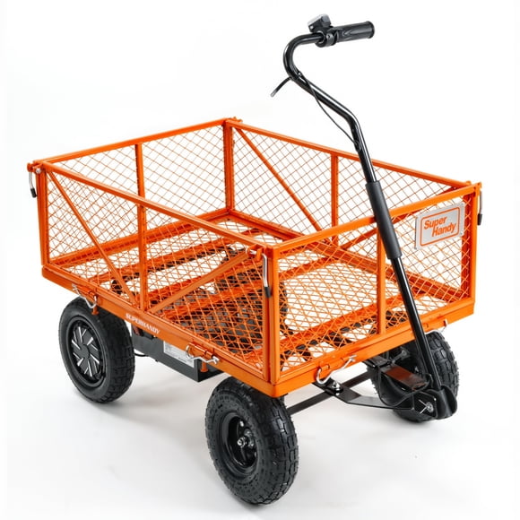 SuperHandy Chariot de Jardin à Assistance Électrique - Chariot Utilitaire de 5,7 Pi3, Charge de 440 Lb, Roues Tout-Terrain de 10 Po, Cadre en Acier Antirouille, Conception Convertible en Plate-Bande