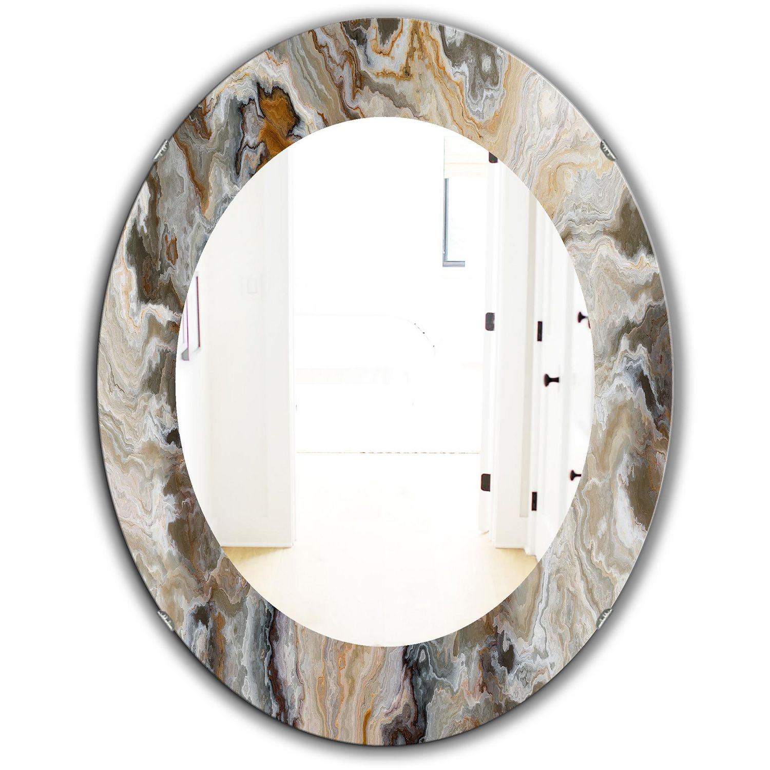 Designart 'Onyx Detail Composition' Miroir Mid-Century - Miroir Mural Ovale ou Rond - 24x36