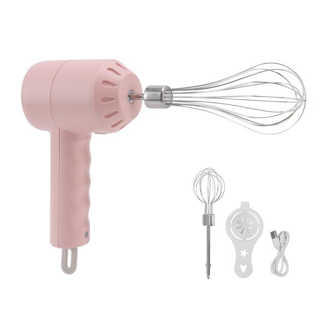 Electric Mixers, Portable Handheld Mixer Cordless USB Rechargeable Practical With Egg Beater For Baking Pink