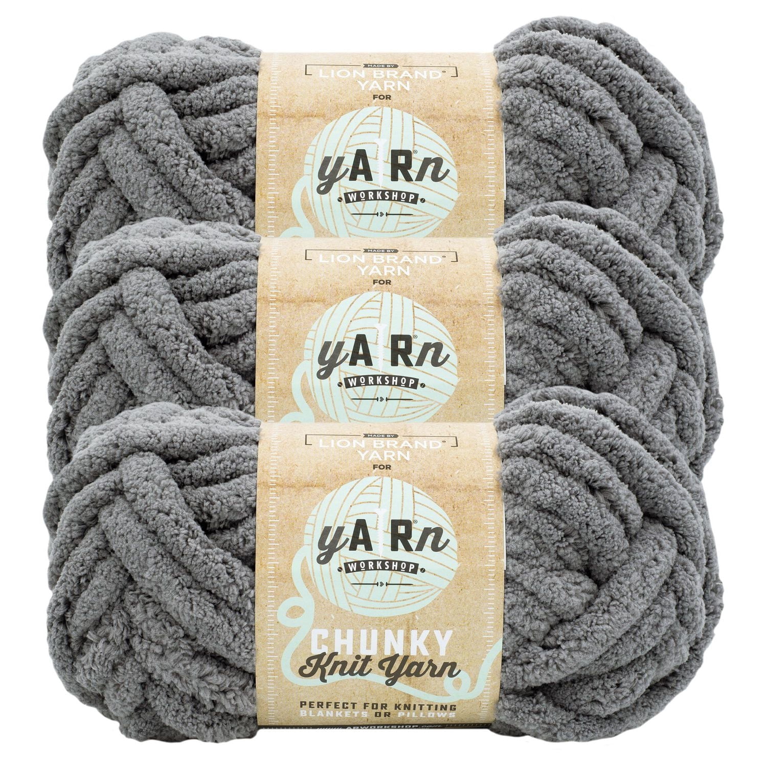 Lion Brand AR Workshop Chunky Knit Python Yarn #7 Jumbo Polyester Chenille Yarn 226g /26m 3-Pack
