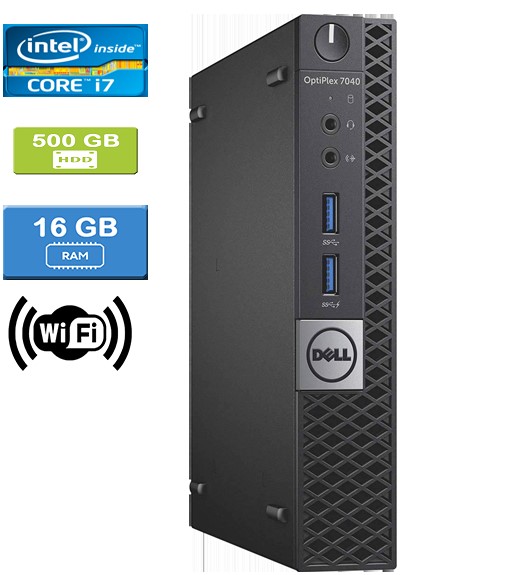 Refurbished: Dell 7040 MICRO Intel Core i7-6700T 2.80 GHz, 16GB, 500GB HDD, Win 10 Pro