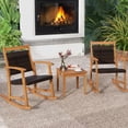 thumbnail image 4 of Costway 3PCS Patio Rattan Rocking Chair Bistro Set Acacia Wood Frame Armrest, 4 of 9