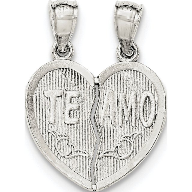 Pendentif / Breloque en Argent Sterling 925 Poli Te Amo Break Apart Cœur