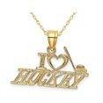 thumbnail image 1 of 14K Yellow Gold  I LOVE HOCKEY Charm Pendant Necklace with Chain, 1 of 4