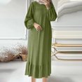 thumbnail image 1 of mtvxesu Robes Grande Taille, Robe Décontractée Ample pour Femme à Col Montant avec Poches, Couleur Unie, Style Mode, Robes de Soirée, 1 of 6