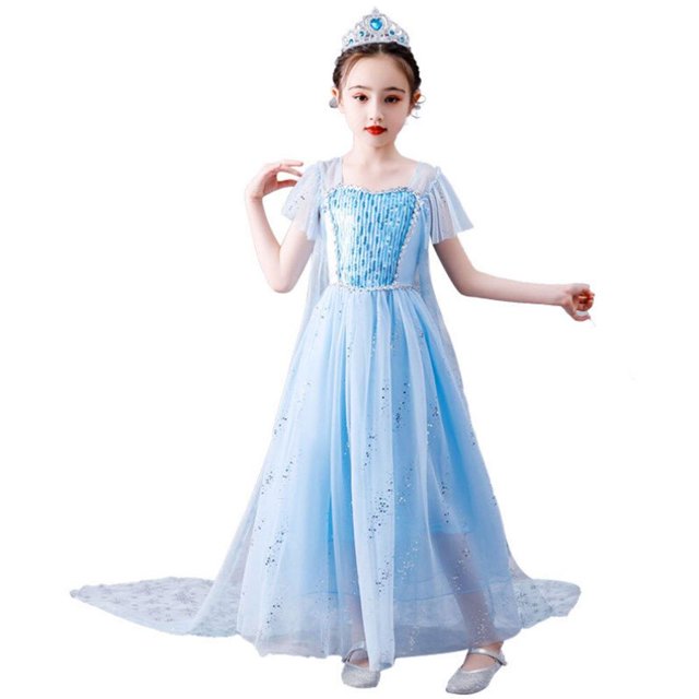 HAWEE Snow Queen Costumes Ice Princess Princess Fancy Dress Up Long Train Party Outfit