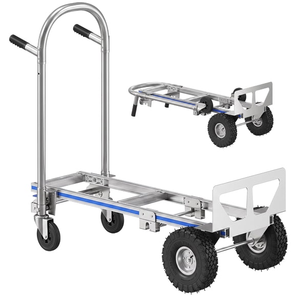 Soozier Folding Hand Truck with Steel Handle, Cargo Cart, Silver Tone