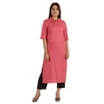 thumbnail image 4 of Moomaya Kurta en Rayonne Uni pour Femmes à Manches Évasées, Col à Cordon, Kurti Ethnique Long, 4 of 7