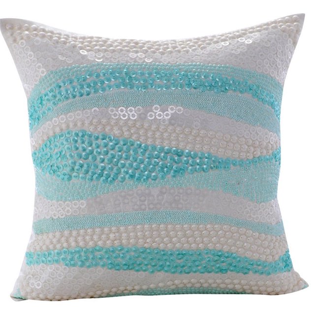 The HomeCentric Cushion Cover For Couch Pillow Covers Decorative Pillow Covers Pack of 2 18x18 inch (45x45 cm) Blue Silk Throw Pillow Covers Handmade Pillow Covers Style Abstract - Freezed In Time