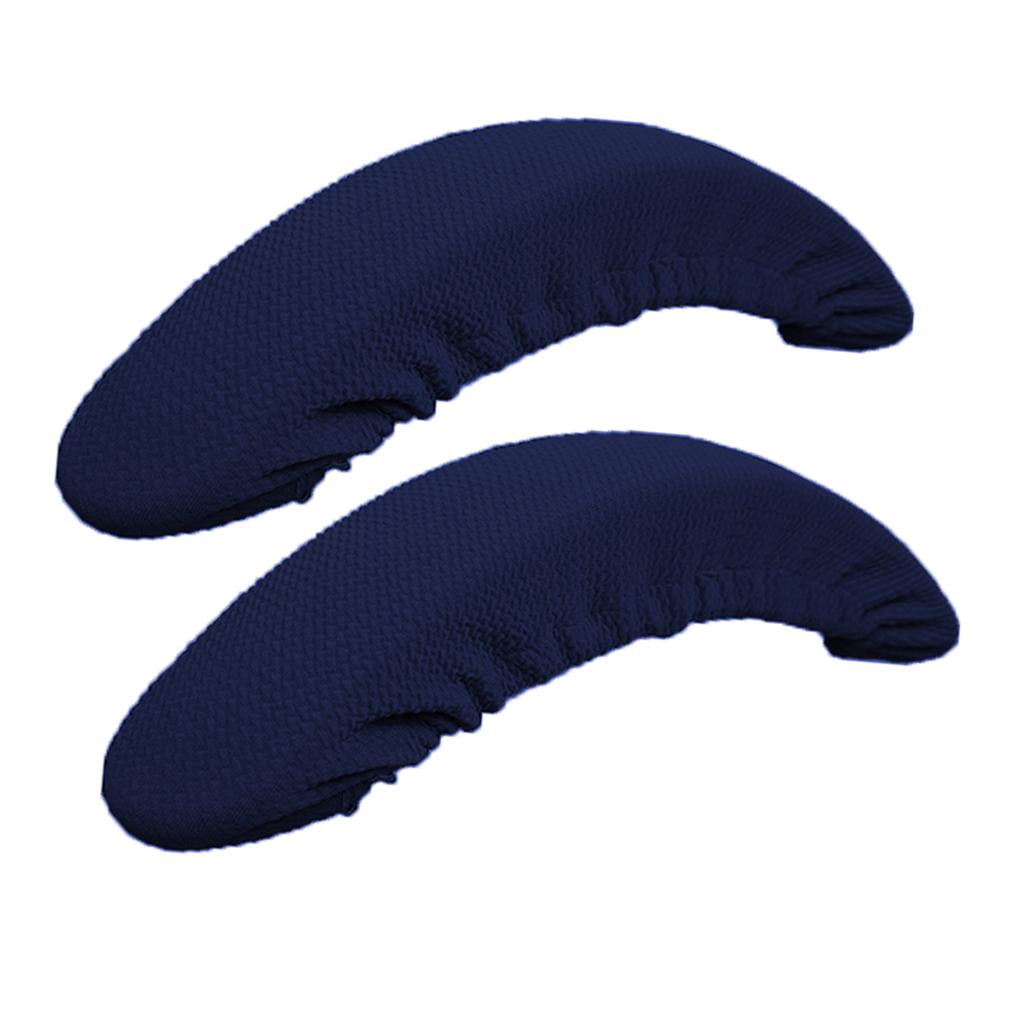 2 Pcs Housses d'Accoudoir de Chaise Souples Extensibles Housses d'Accoudoir de Chaise de Bureau - Bleu Foncé