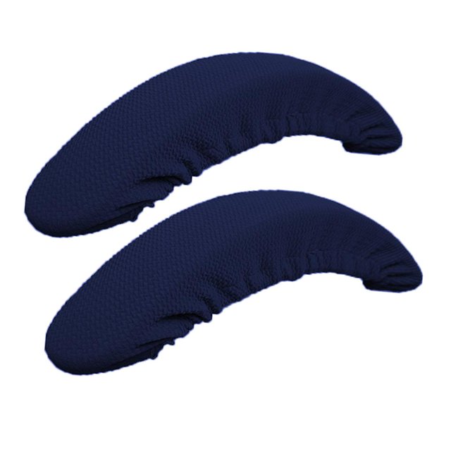 2 Pcs Housses d'Accoudoir de Chaise Souples Extensibles Housses d'Accoudoir de Chaise de Bureau - Bleu Foncé