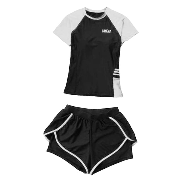 lionlar Lady Women's Swimsuit Short Sleeve Rash Guard for Swimming Pool SPA Vacation L