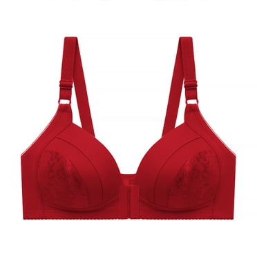 IROINNID Deals Full Coverage Bra for Women Plus Size Push Up Wire Free Comfortable Bra Underwear,Red