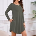 thumbnail image 4 of Robe T-Shirt à Poche, Robe Midi Ample à Manches Longues à Col Rond, Robe Facile pour Tous les Jours pour Femmes, Maternité, Voyage et Tenue de Fin de Semaine Gris Foncé TG, 4 of 5