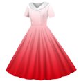 thumbnail image 1 of Zpanxa Summer Dresses for Girls Gradient Print Short Sleeve Turndown Collar Waist Button Dance Dress Polyester Spandex Red 5 Years, 1 of 6